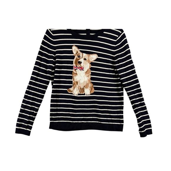 Talbots Sweaters - Talbots Striped Corgi Sweater – Medium Petite | Navy & Cream